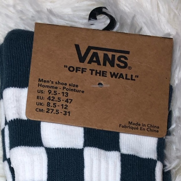 Vans Classic Dark Teal/Green and White Checkered Socks Men’s size 9-5-13 NWT - Picture 3 of 8